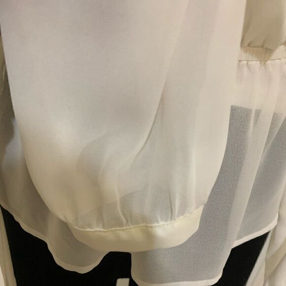 NWT- Express Embroidered Rose Wrap Peplum Chiffon Top - Picture 5 of 7